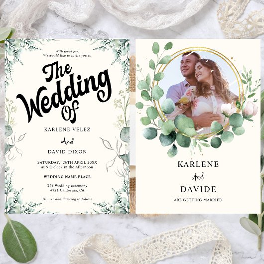 Invitation Cadeau photo Eucalyptus élégant