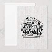 Invitation Cadeau pour campeur L'aventure attend (Devant / Derrière)