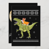 Invitation Cadeau pour chien | Corgi montant un T Rex dinosau (Devant / Derrière)