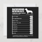 Invitation Cadeau pour chien | Fiche nutritionnelle du teckel (Devant)