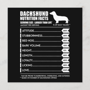 Invitation Cadeau pour chien Fiche nutritionnelle du teckel