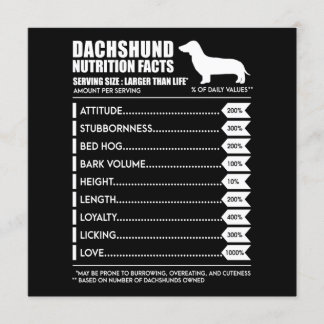 Invitation Cadeau pour chien | Fiche nutritionnelle du teckel