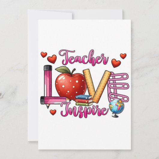 Invitation Cadeau pour Enseignant | Enseignant Amour Inspire (Devant)