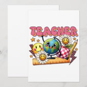 Invitation Cadeau pour Enseignant | Enseignant Floral (Devant / Derrière)