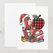 Invitation Cadeau pour Enseignant | Joyeux Noël Amour (Devant / Derrière)