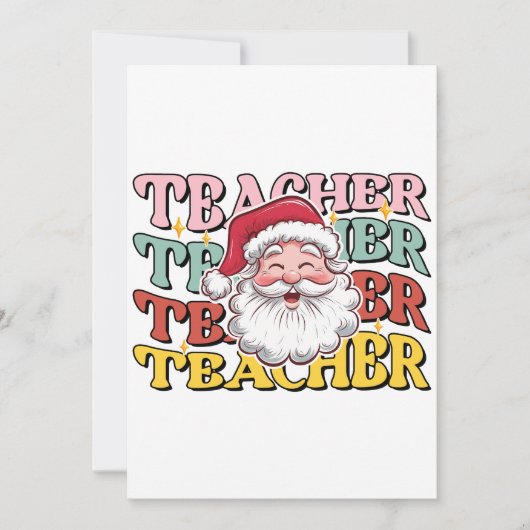 Invitation Cadeau pour Enseignant | Père Noël Enseignant (Devant)