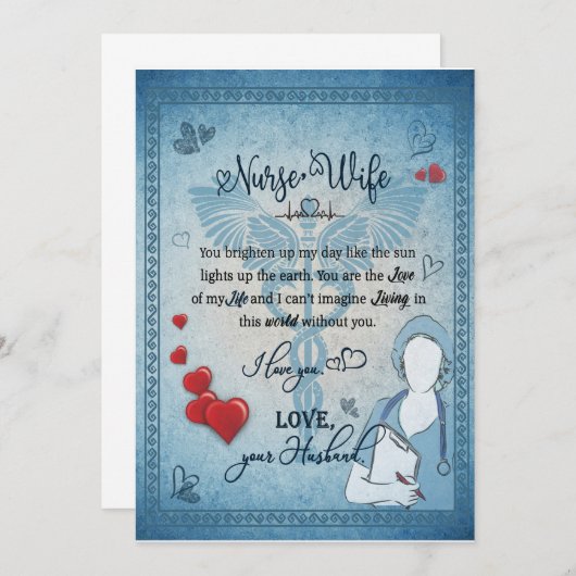 Invitation Cadeau pour l'épouse infirmière | Lettre à l'épous (Devant / Derrière)
