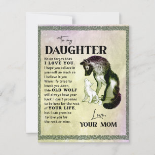 Invitation Cadeau pour ma fille, Lettre d'amour Fille et mama
