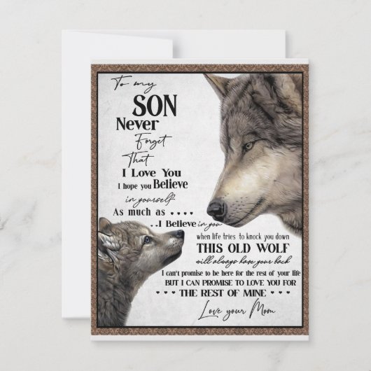 Invitation Cadeau pour mon fils, maman et fils, lettre d'amou (Devant)