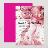 Invitation Cadeau rose 100e anniversaire (Devant / Derrière)