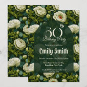 Invitation Cadeau unique Ranunculus Sparkle pour premier anni (Devant / Derrière)