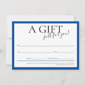 Invitation CADEAU VOUCHER élégant business chic royal bleu (Devant)