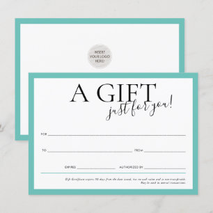 Invitation CADEAU VOUCHER élégant et moderne menthe d'affaire