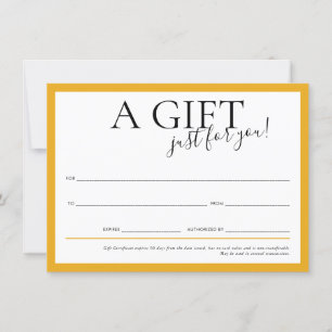 Invitation CADEAU VOUCHER élégant moderne chic affaires jaune