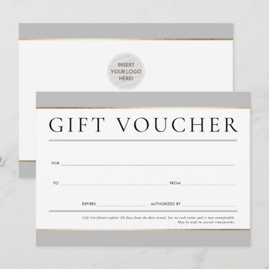 Invitation CADEAU VOUCHER moderne élégant affaires neutre gri (Devant / Derrière)