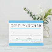 Invitation CADEAU VOUCHER moderne élégant business AQUA BLUE (Debout devant)