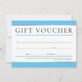 Invitation CADEAU VOUCHER moderne élégant business AQUA BLUE (Devant)