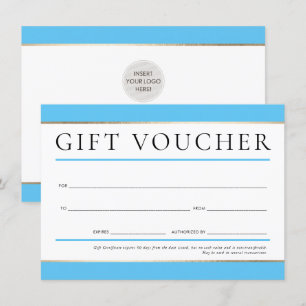 Invitation CADEAU VOUCHER moderne élégant business AQUA BLUE