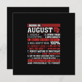 Invitation Cadeaux d'anniversaire d'août - Né en août Vierge (Devant / Derrière)