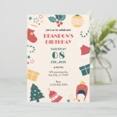 Invitation cadeaux d'anniversaire de Noël (Debout devant)