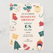 Invitation cadeaux d'anniversaire de Noël (Devant / Derrière)