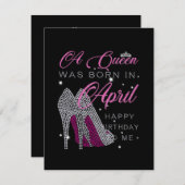 Invitation Cadeaux d'anniversaire| Une Reine Est Née En Avril (Devant / Derrière)