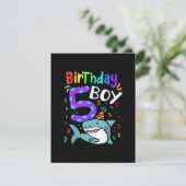 Invitation Cadeaux de 5e anniversaire cinq ans, requin (Debout devant)