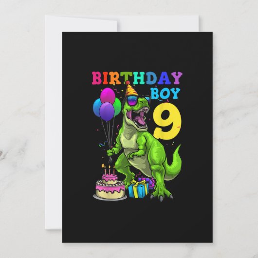 Invitation Cadeaux de 9 ans 9e anniversaire garçon Rawr I'm 9 (Devant)
