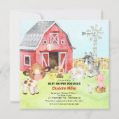 Invitation Cadeaux de Baby Shower avec les amis de la ferme (Devant)