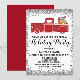 Invitation Cadeaux de camion rouge Xmas Fête de Noël de l'ent