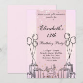 Invitation Cadeaux de gâteaux mignons Thème d'anniversaire Mo (Devant / Derrière)