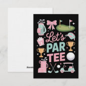 Invitation Cadeaux de golfeuse coquette Let's Par Tee (Devant / Derrière)
