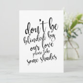 Invitation Cadeaux de lunettes de soleil de mariage panneau a (Debout devant)