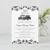 Invitation Cadeaux de mariage Voiture Ancienne et Damassé 50e (Debout devant)