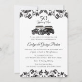 Invitation Cadeaux de mariage Voiture Ancienne et Damassé 50e (Devant)