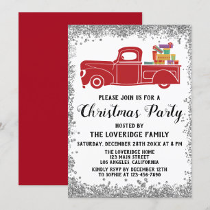 Invitation Cadeaux de Noël de Père Noël rouge Argent
