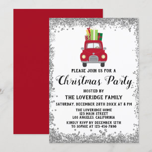 Invitation Cadeaux de Noël du Père Noël rouge Argent