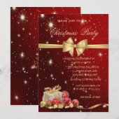 Invitation Cadeaux de Noël élégants,Ruban, Rouge,Fête de Noël (Devant / Derrière)