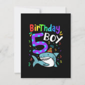 Invitation Cadeaux de requin pour le 5e anniversaire cinq ans (Devant)