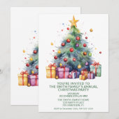 Invitation Cadeaux de sapin de Noël, fête verte (Devant / Derrière)