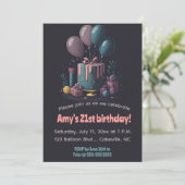Invitation Cadeaux et ballons modifiables Anniversaire (Debout devant)