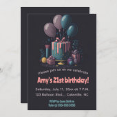 Invitation Cadeaux et ballons modifiables Anniversaire (Devant / Derrière)