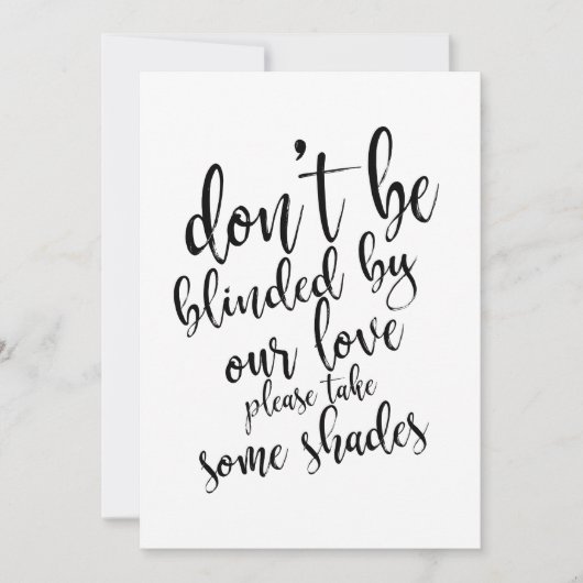 Invitation Cadeaux lunettes de soleil de mariage panneau abor (Devant)