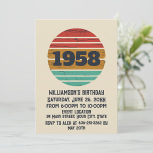 Invitation Cadeaux personnalisés vintages 65e anniversaire
