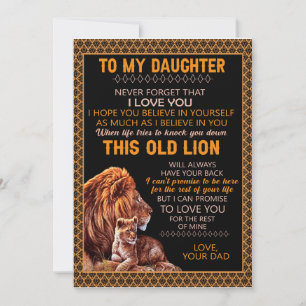 Invitation Cadeaux pour fille Lettre à ma fille de la part