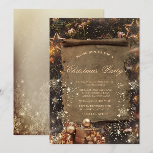Invitation Cadeaux Présente,Flocons Société Vintage (Devant / Derrière)