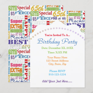 Invitation Cadeaux Uniques Et Spéciaux De Fête Du 65E Anniver