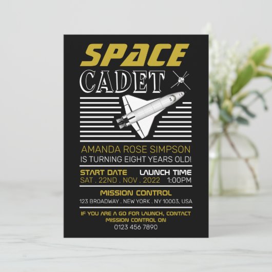 Invitation Cadet de l'espace, vaisseau spatial, Anniversaire (Debout devant)