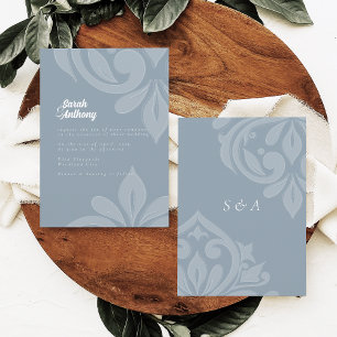 Invitation Cadet Grey bon goût Élégant Script Mariage damassé