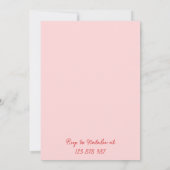 Invitation Cadran rouge rose vif tiré à la main les années 70 (Dos)